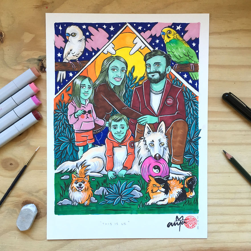 I Create Weird One-Of-A-Kind Cartoonish Family Portraits I Create Weird One-Of-A-Kind Cartoonish Family Portraits
