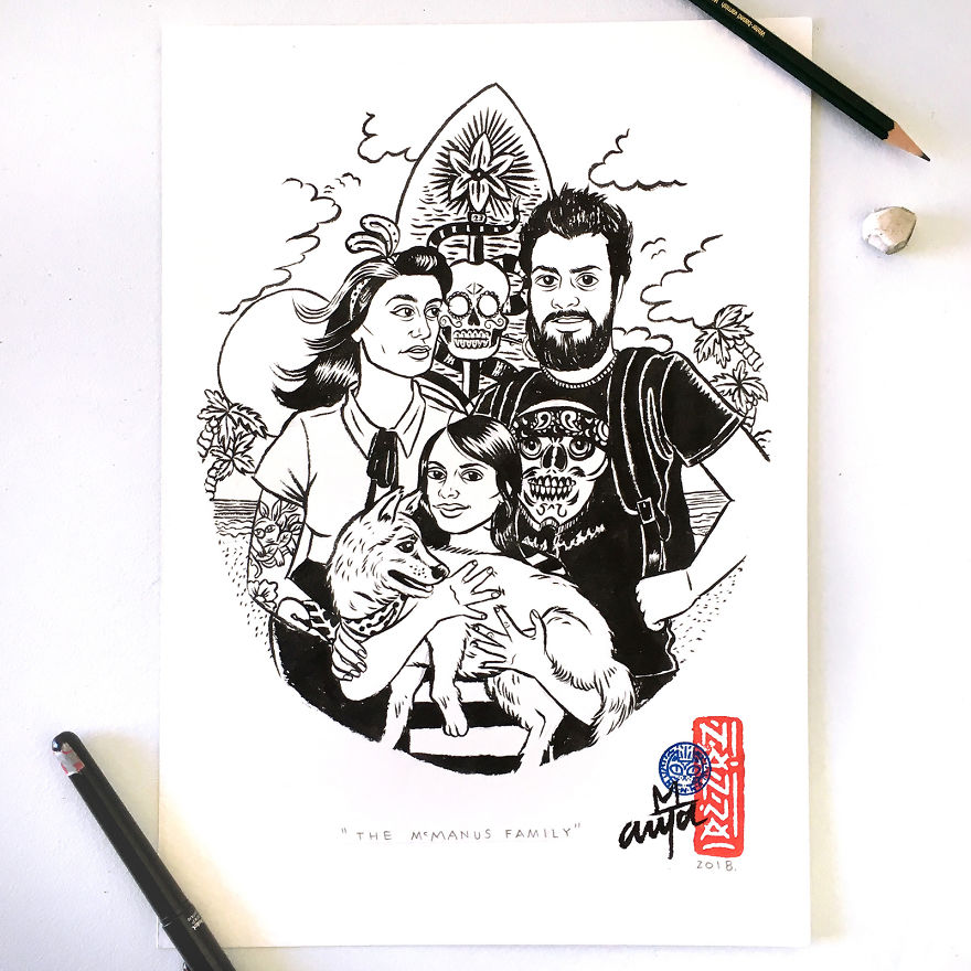 I Create Weird One-Of-A-Kind Cartoonish Family Portraits I Create Weird One-Of-A-Kind Cartoonish Family Portraits