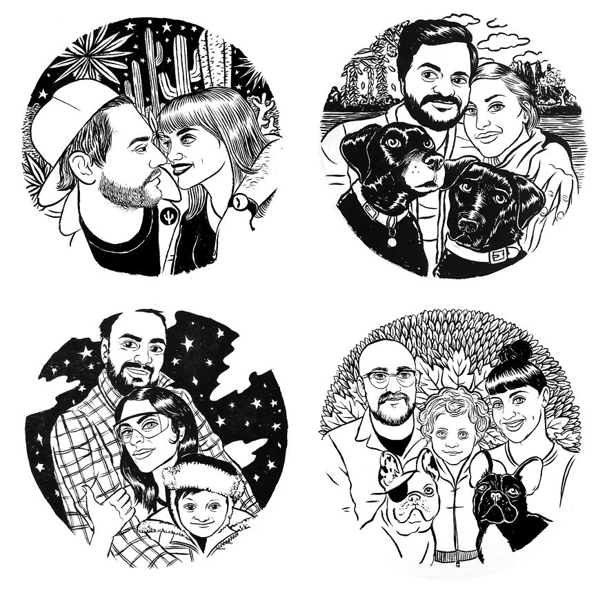 I Create Weird One-Of-A-Kind Cartoonish Family Portraits I Create Weird One-Of-A-Kind Cartoonish Family Portraits