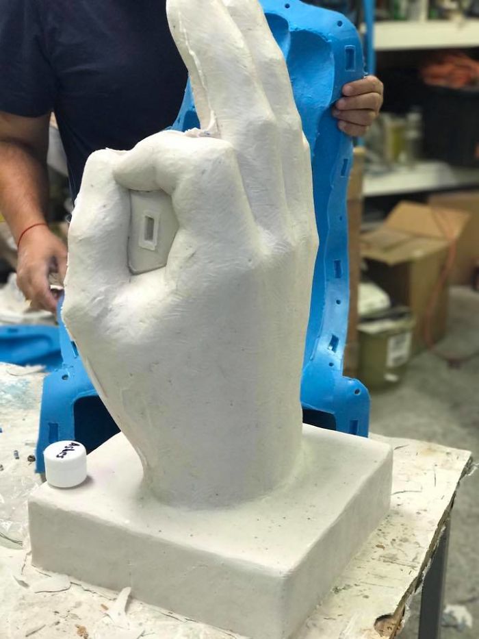 Sculpted A 2 Ft. Tall “Ok” Hand Statue Sculpted A 2 Ft. Tall “Ok” Hand Statue