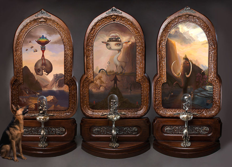 Finally, After 3 Years, I’ve Finished My 7.5-Foot Tall Triptych “The Sanctuary” Finally, After 3 Years, I’ve Finished My 7.5-Foot Tall Triptych “The Sanctuary”