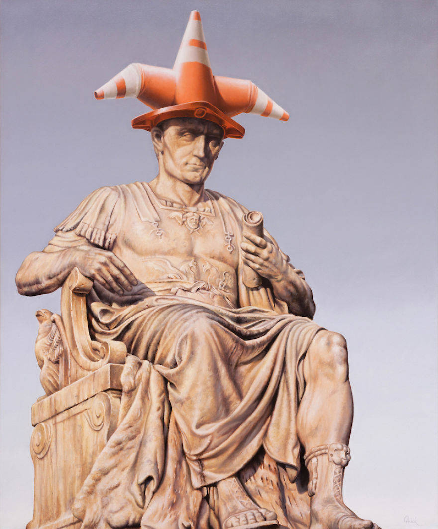 Paintings Of Statues Mocked With Modern Objects Paintings Of Statues Mocked With Modern Objects