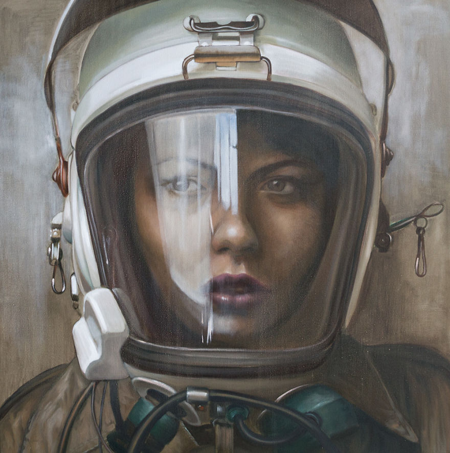 This Artist Paints Women With Helmets On And Social Media Loves Them