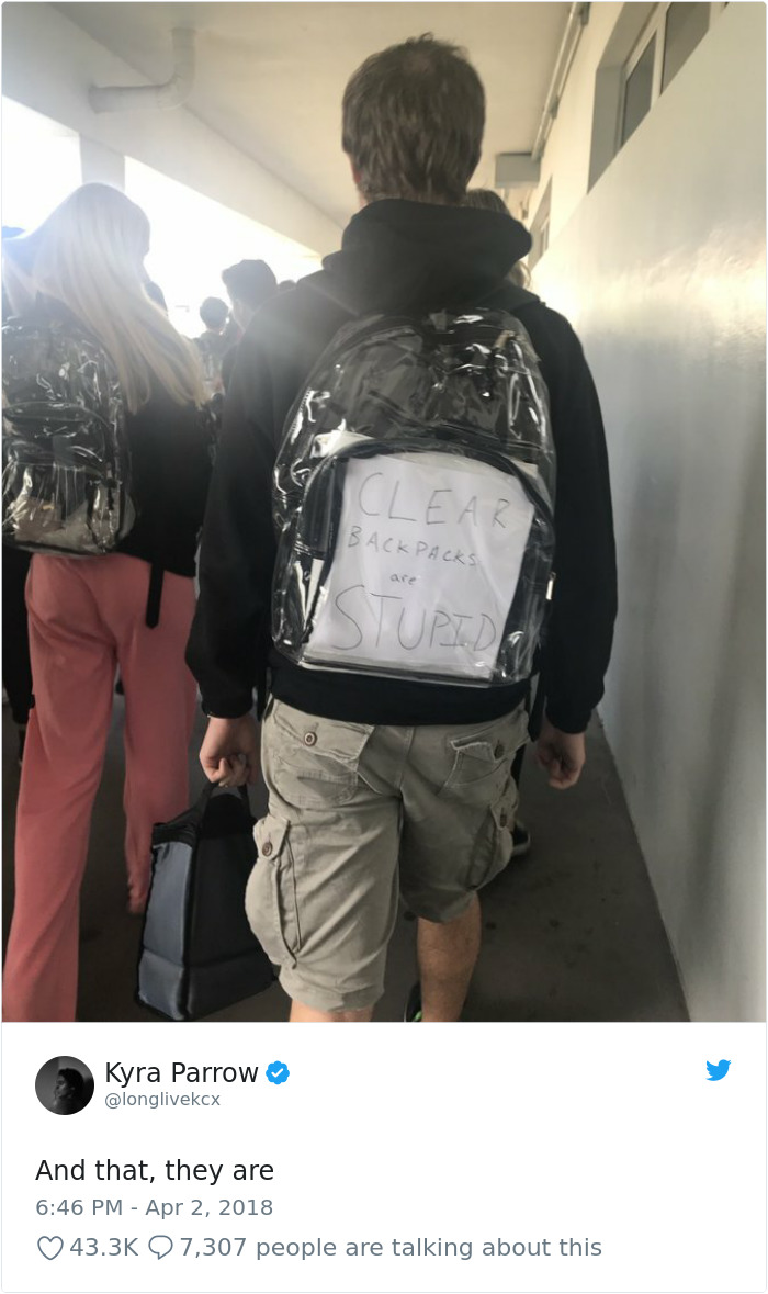 Parkland Students Are Trolling Their Mandatory Clear Backpacks By Carrying Things That Scare Conservatives The Most