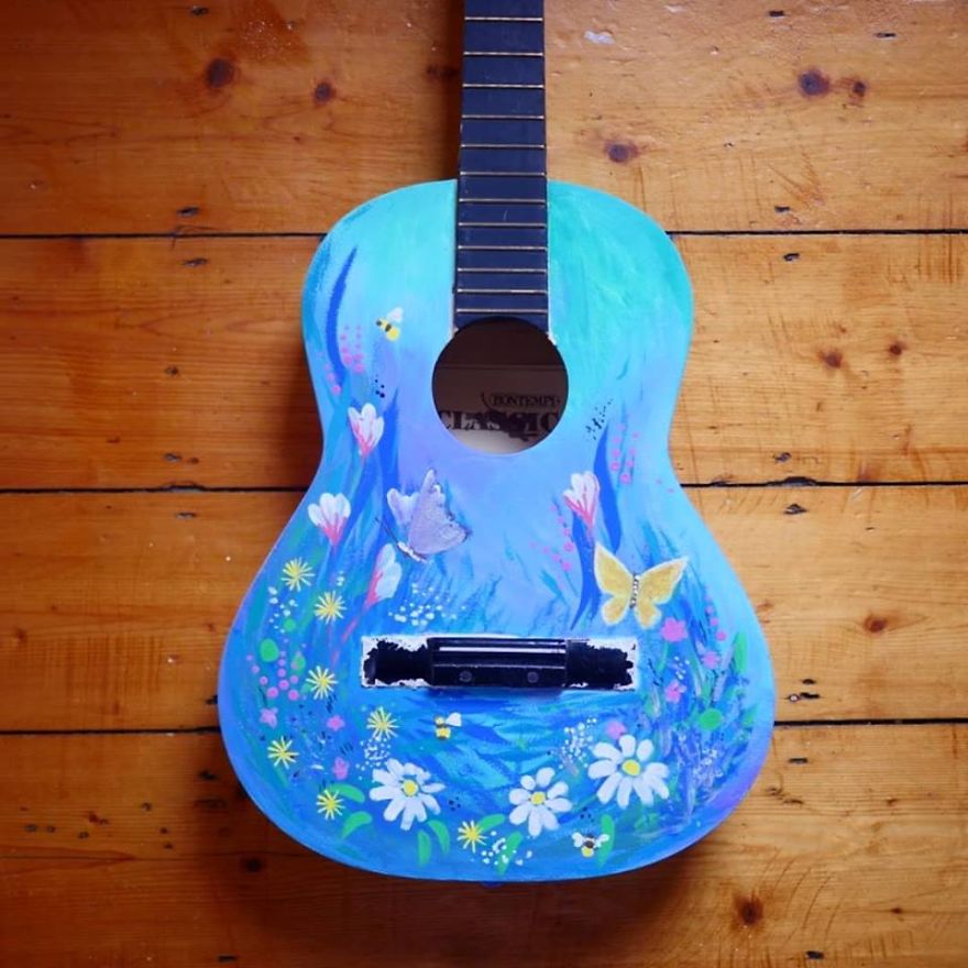 I Was Commissioned To Paint A Guitar To Reflect The Owner&#8217;s Personality