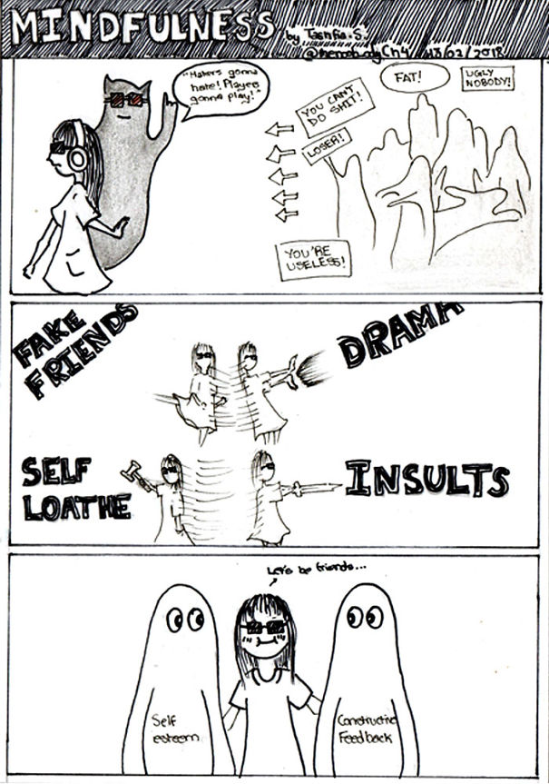 I Turned My Methods Of Coping With Anxiety Into 8 Humourous Hand-Drawn Self-Care Comic Strips