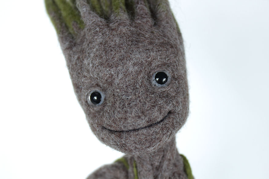 Dancing Groot In A Pot: Needle Felted Figurine Dancing Groot In A Pot: Needle Felted Figurine