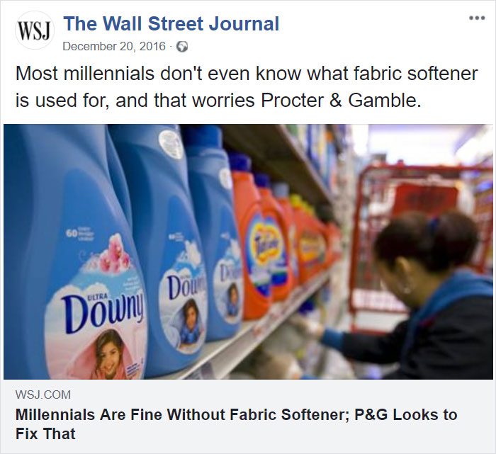 Procter & Gamble Blame Millennials For Killing Fabric Softener Industry, Get A Response They Didn’t See Coming Procter & Gamble Blame Millennials For Killing Fabric Softener Industry, Get A Response They Didn’t See Coming