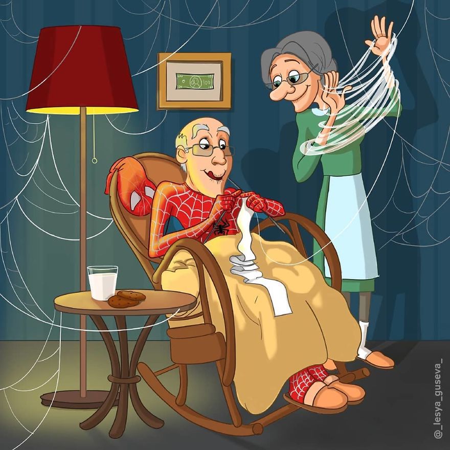 Russian Artist Illustrates What Would Happen If Famous Characters Got Old, And Thor Is Too Cute