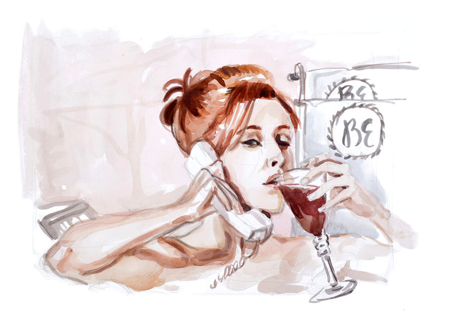 I Made Paintings Of People On The Phone