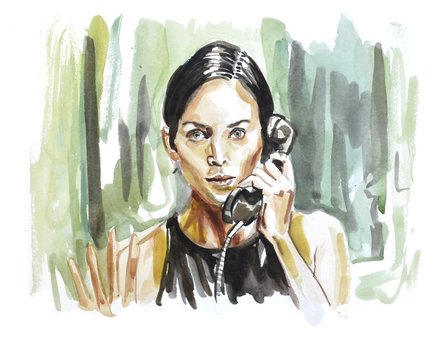 I Made Paintings Of People On The Phone