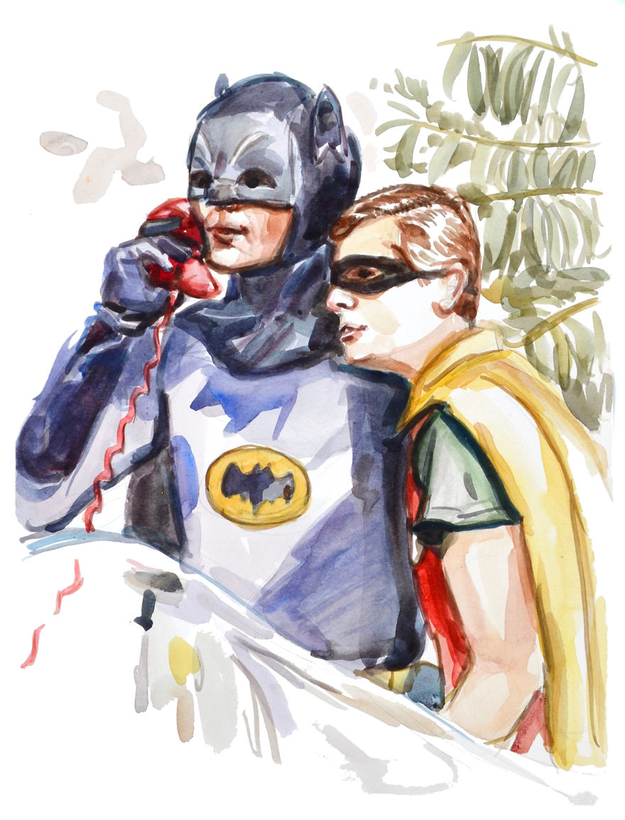 I Made Paintings Of People On The Phone