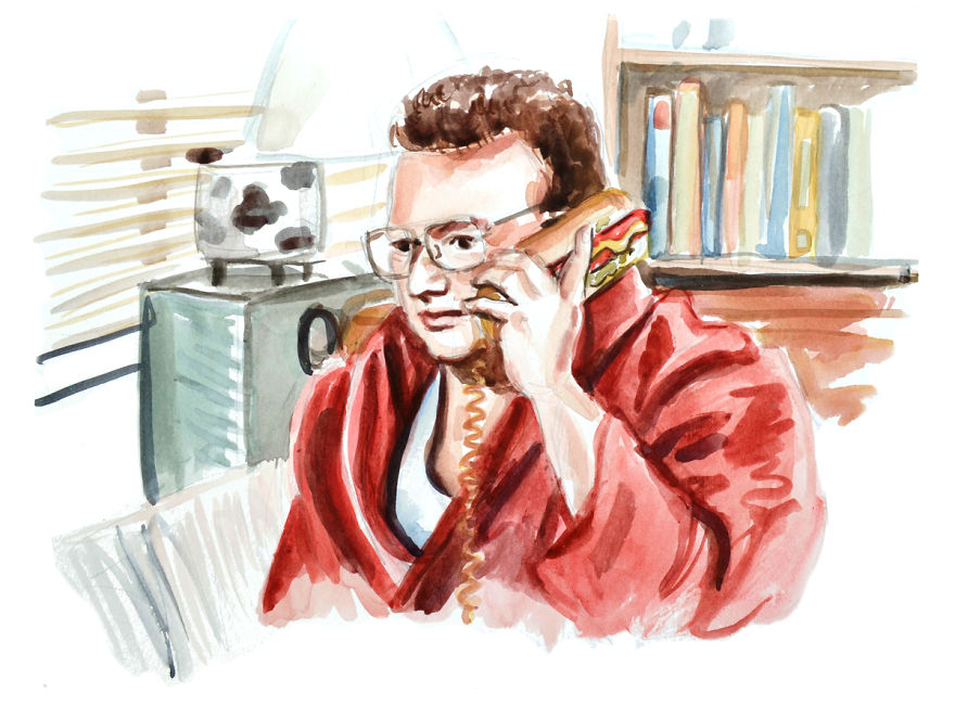 I Made Paintings Of People On The Phone