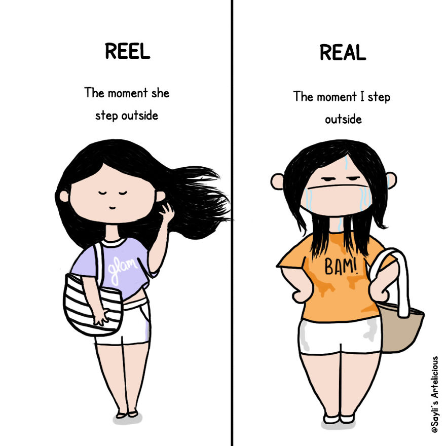 6 Illustrations Showing Reel V/S Real Girl 6 Illustrations Showing Reel V/S Real Girl