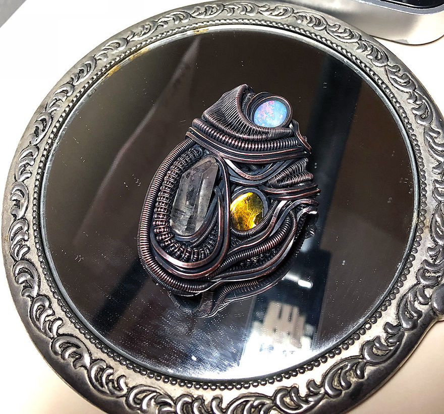 Copper Wire, Some Inspiration, A Lot Of Love, And You Get This H R Giger Style Pendant Copper Wire, Some Inspiration, A Lot Of Love, And You Get This H R Giger Style Pendant