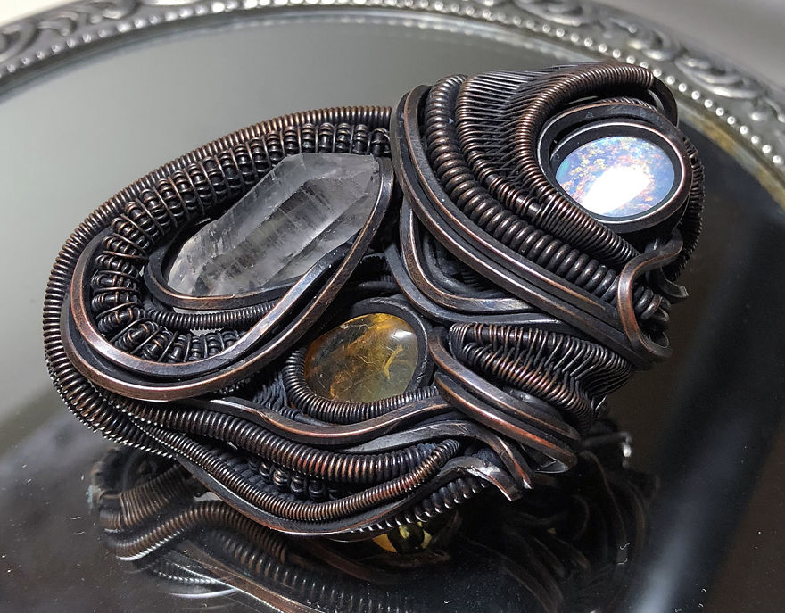 Copper Wire, Some Inspiration, A Lot Of Love, And You Get This H R Giger Style Pendant Copper Wire, Some Inspiration, A Lot Of Love, And You Get This H R Giger Style Pendant