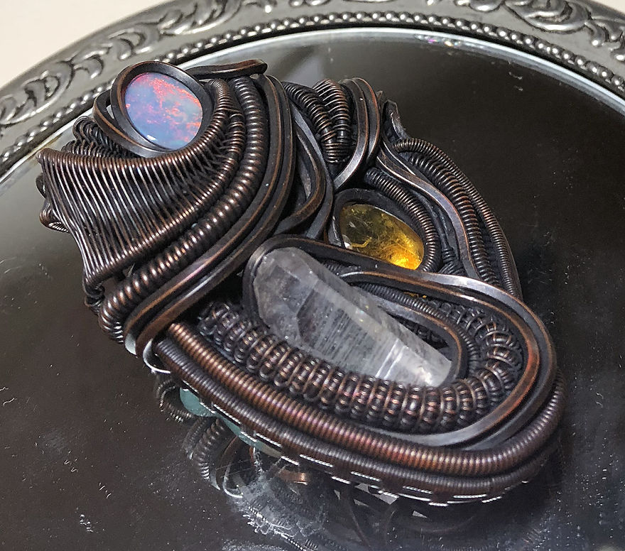 Copper Wire, Some Inspiration, A Lot Of Love, And You Get This H R Giger Style Pendant Copper Wire, Some Inspiration, A Lot Of Love, And You Get This H R Giger Style Pendant