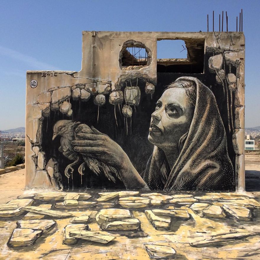 Artist Creates Large Scale Street Art Murals Across Europe, Makes Boring Buildings Interesting
