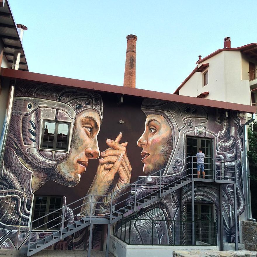Artist Creates Large Scale Street Art Murals Across Europe, Makes Boring Buildings Interesting