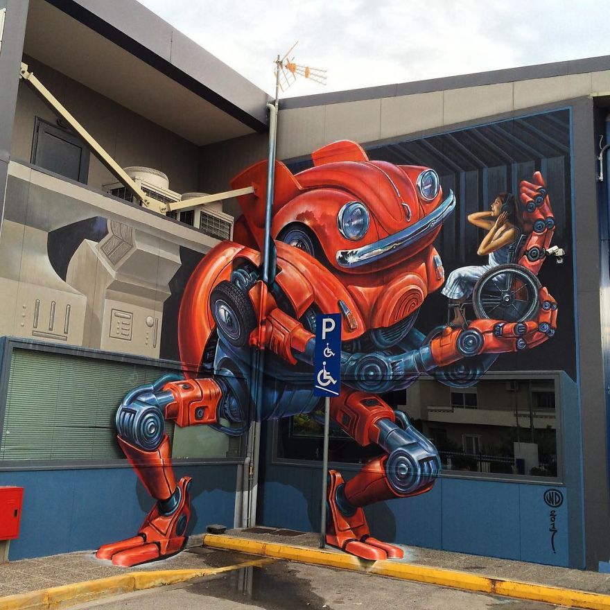 Artist Creates Large Scale Street Art Murals Across Europe, Makes Boring Buildings Interesting