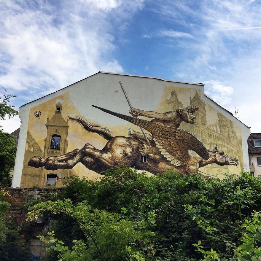 Artist Creates Large Scale Street Art Murals Across Europe, Makes Boring Buildings Interesting
