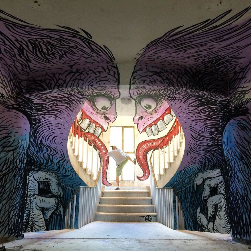 Artist Creates Large Scale Street Art Murals Across Europe, Makes Boring Buildings Interesting