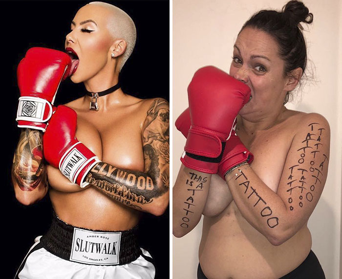 Woman Continues To Hilariously Recreate Celebrity Instagram Pics, And The Result Is Better Than The Original (New Pics) Woman Continues To Hilariously Recreate Celebrity Instagram Pics, And The Result Is Better Than The Original (New Pics)