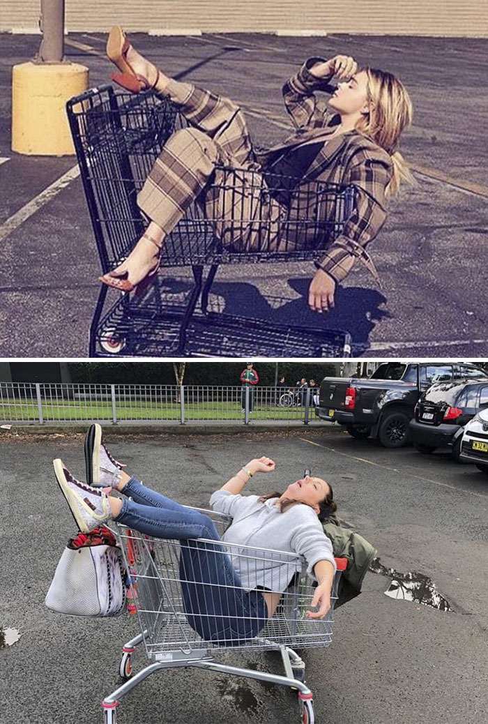Woman Continues To Hilariously Recreate Celebrity Instagram Pics, And The Result Is Better Than The Original (New Pics) Woman Continues To Hilariously Recreate Celebrity Instagram Pics, And The Result Is Better Than The Original (New Pics)