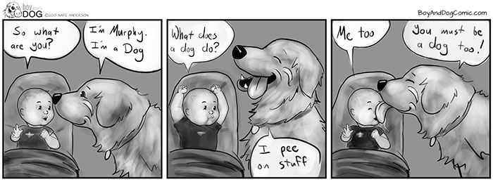 Father Illustrates The Friendship Between His Tiny Baby And Giant Dog And The Comics Are Adorable