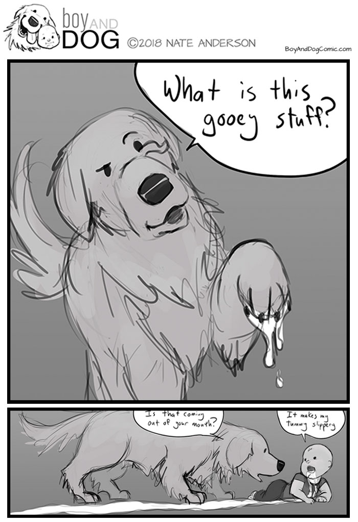 Father Illustrates The Friendship Between His Tiny Baby And Giant Dog And The Comics Are Adorable