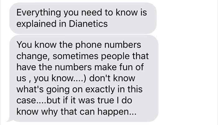 Girl Receives A ‘Wrong Number’ Message From A Scientologist, And It Escalates Hilariously Girl Receives A ‘Wrong Number’ Message From A Scientologist, And It Escalates Hilariously