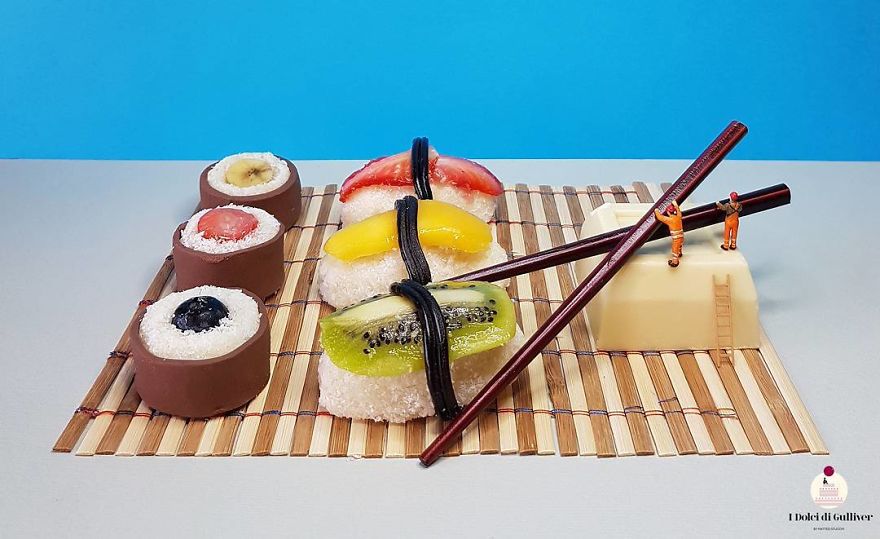 Confectioner Uses Desserts And Miniature People To Create Imaginary Situations