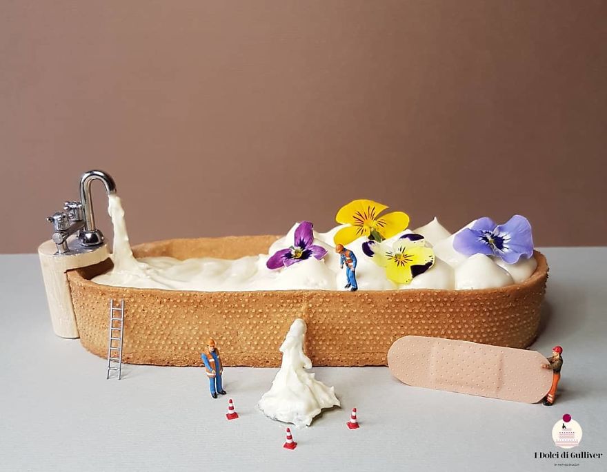 Confectioner Uses Desserts And Miniature People To Create Imaginary Situations
