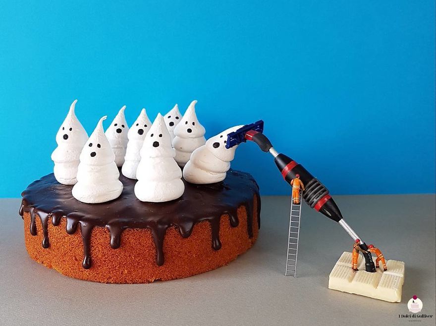 Confectioner Uses Desserts And Miniature People To Create Imaginary Situations