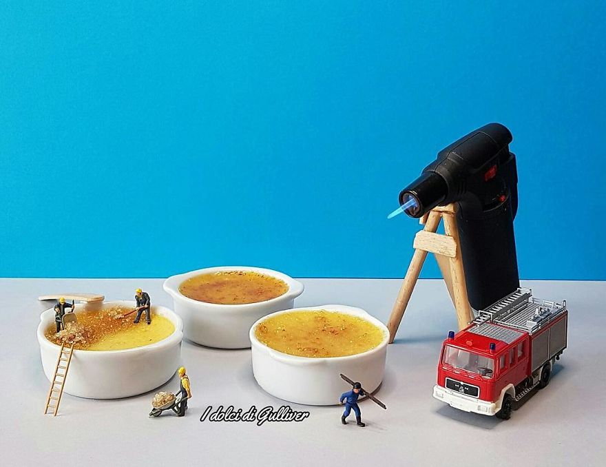 Confectioner Uses Desserts And Miniature People To Create Imaginary Situations