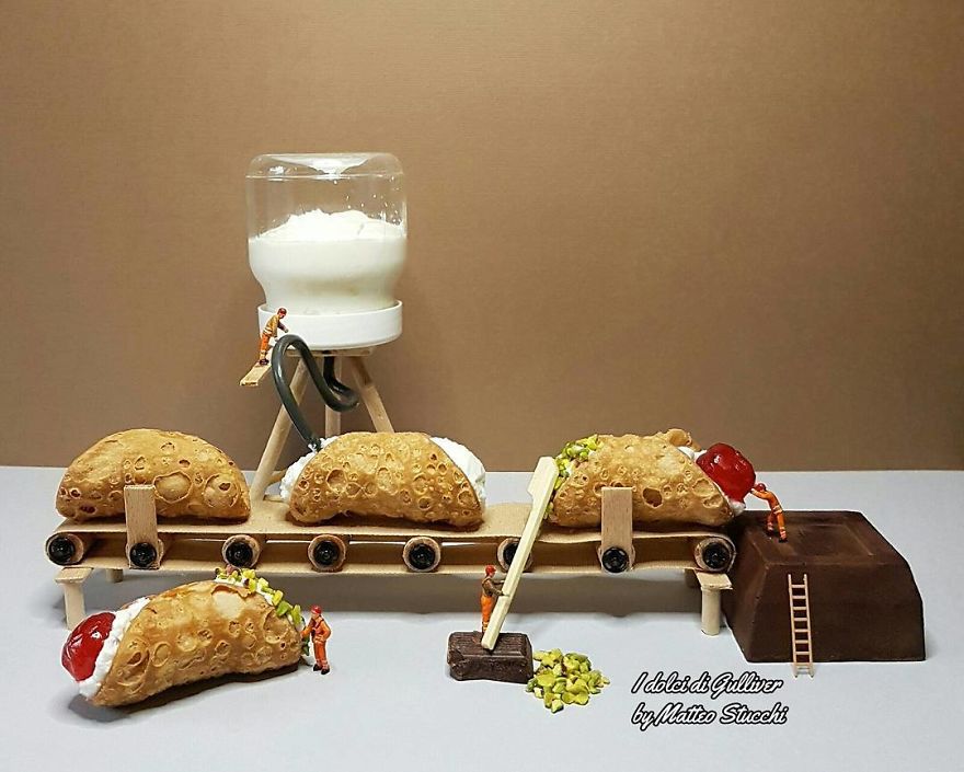 Confectioner Uses Desserts And Miniature People To Create Imaginary Situations