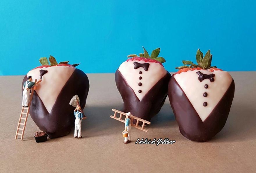 Confectioner Uses Desserts And Miniature People To Create Imaginary Situations