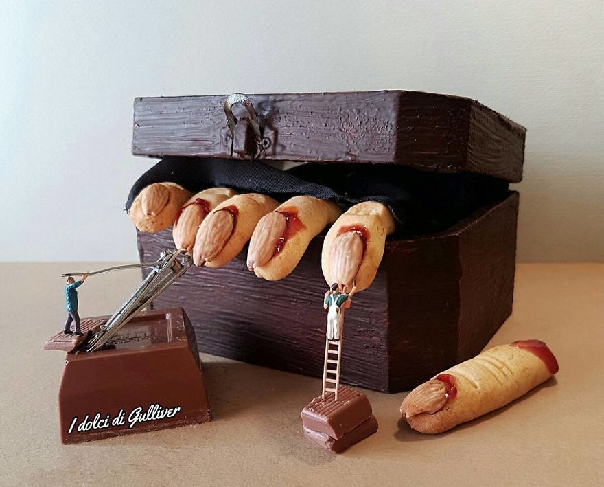 Confectioner Uses Desserts And Miniature People To Create Imaginary Situations