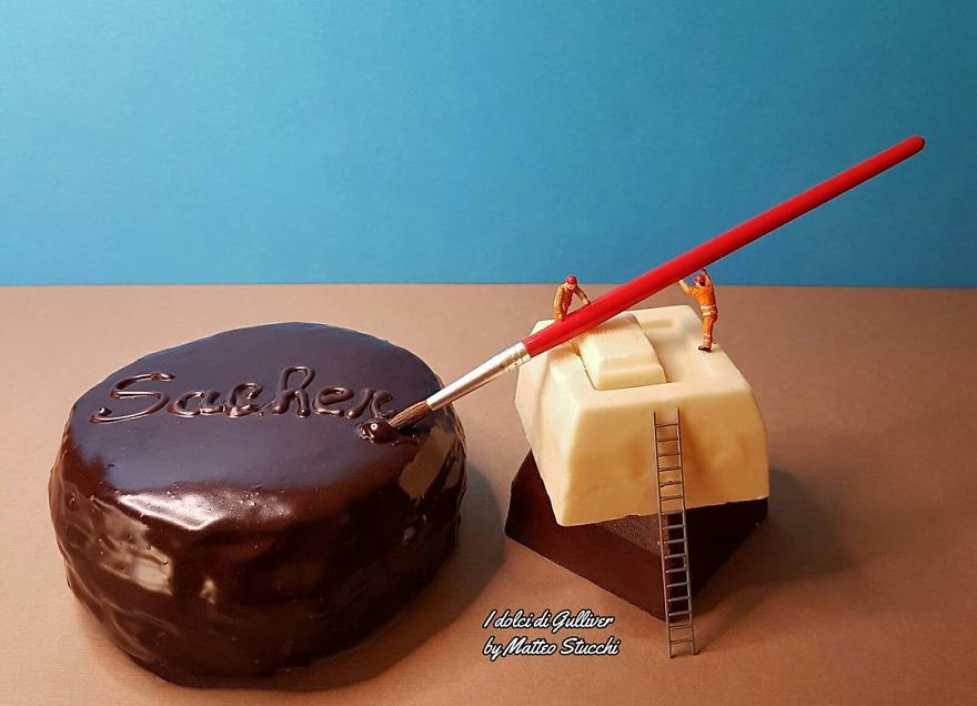 Confectioner Uses Desserts And Miniature People To Create Imaginary Situations