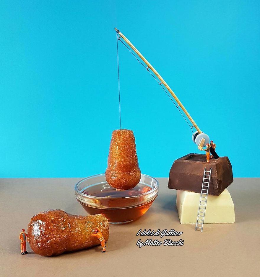 Confectioner Uses Desserts And Miniature People To Create Imaginary Situations