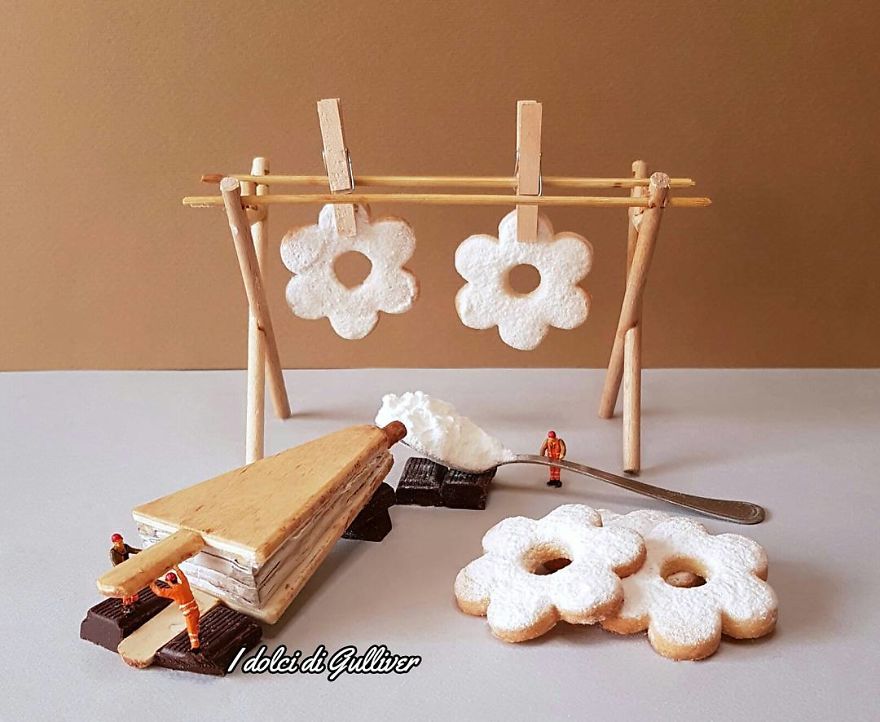 Confectioner Uses Desserts And Miniature People To Create Imaginary Situations