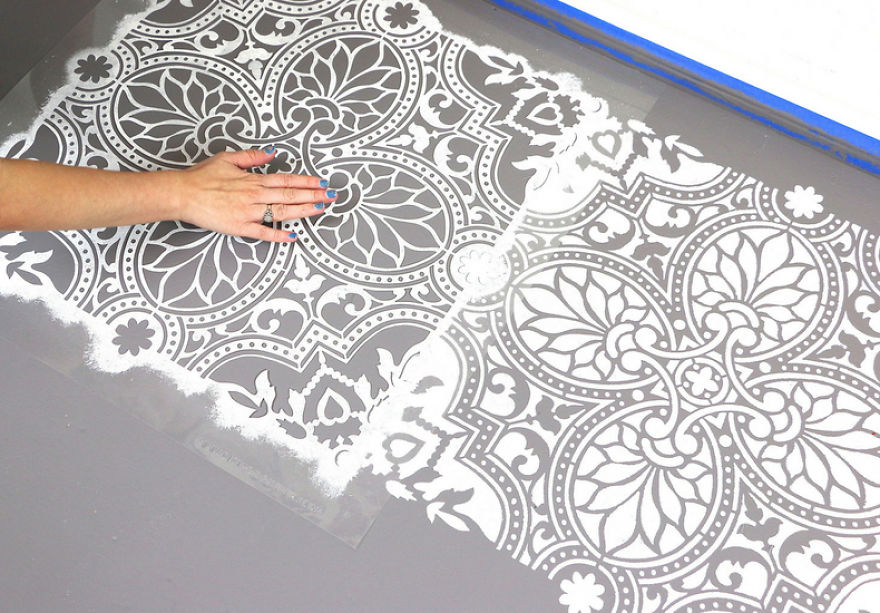 Use A Tile Stencil To Upgrade Your Boring Floor Use A Tile Stencil To Upgrade Your Boring Floor