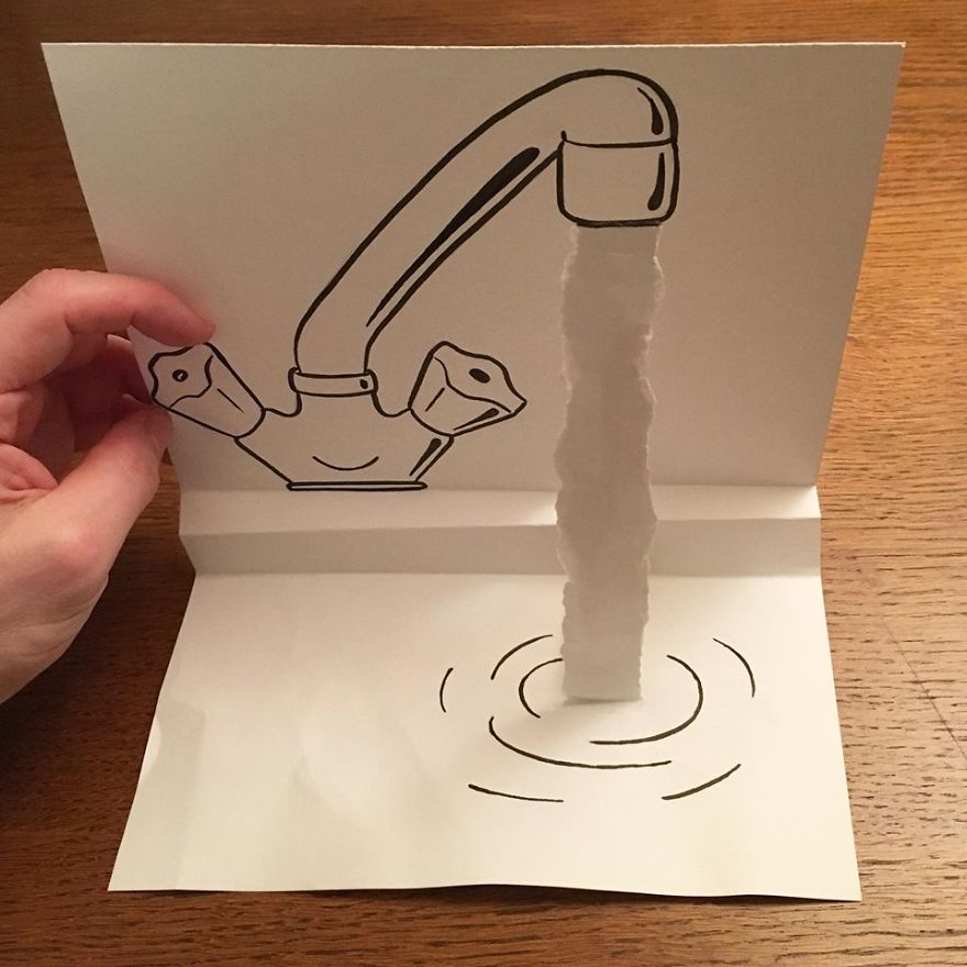 Artist Brings His Drawings To Life By Playing With A Simple Piece Of Paper Artist Brings His Drawings To Life By Playing With A Simple Piece Of Paper