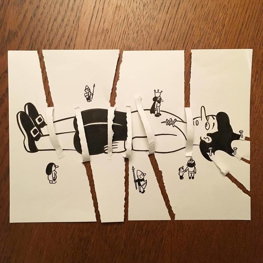 Artist Brings His Drawings To Life By Playing With A Simple Piece Of Paper Artist Brings His Drawings To Life By Playing With A Simple Piece Of Paper