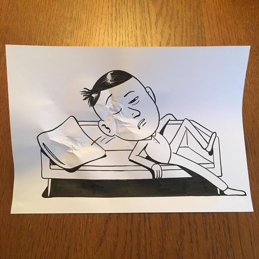 Artist Brings His Drawings To Life By Playing With A Simple Piece Of Paper Artist Brings His Drawings To Life By Playing With A Simple Piece Of Paper