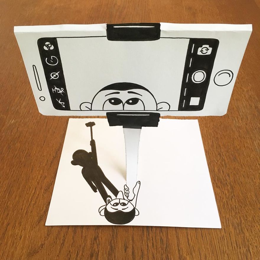 Artist Brings His Drawings To Life By Playing With A Simple Piece Of Paper Artist Brings His Drawings To Life By Playing With A Simple Piece Of Paper