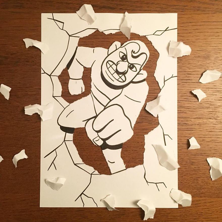 Artist Brings His Drawings To Life By Playing With A Simple Piece Of Paper Artist Brings His Drawings To Life By Playing With A Simple Piece Of Paper
