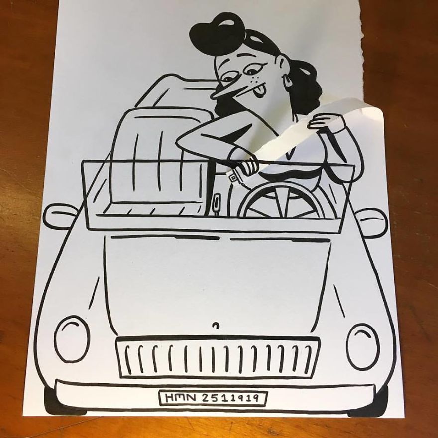 Artist Brings His Drawings To Life By Playing With A Simple Piece Of Paper Artist Brings His Drawings To Life By Playing With A Simple Piece Of Paper
