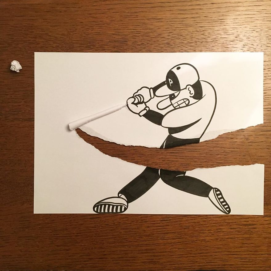 Artist Brings His Drawings To Life By Playing With A Simple Piece Of Paper Artist Brings His Drawings To Life By Playing With A Simple Piece Of Paper