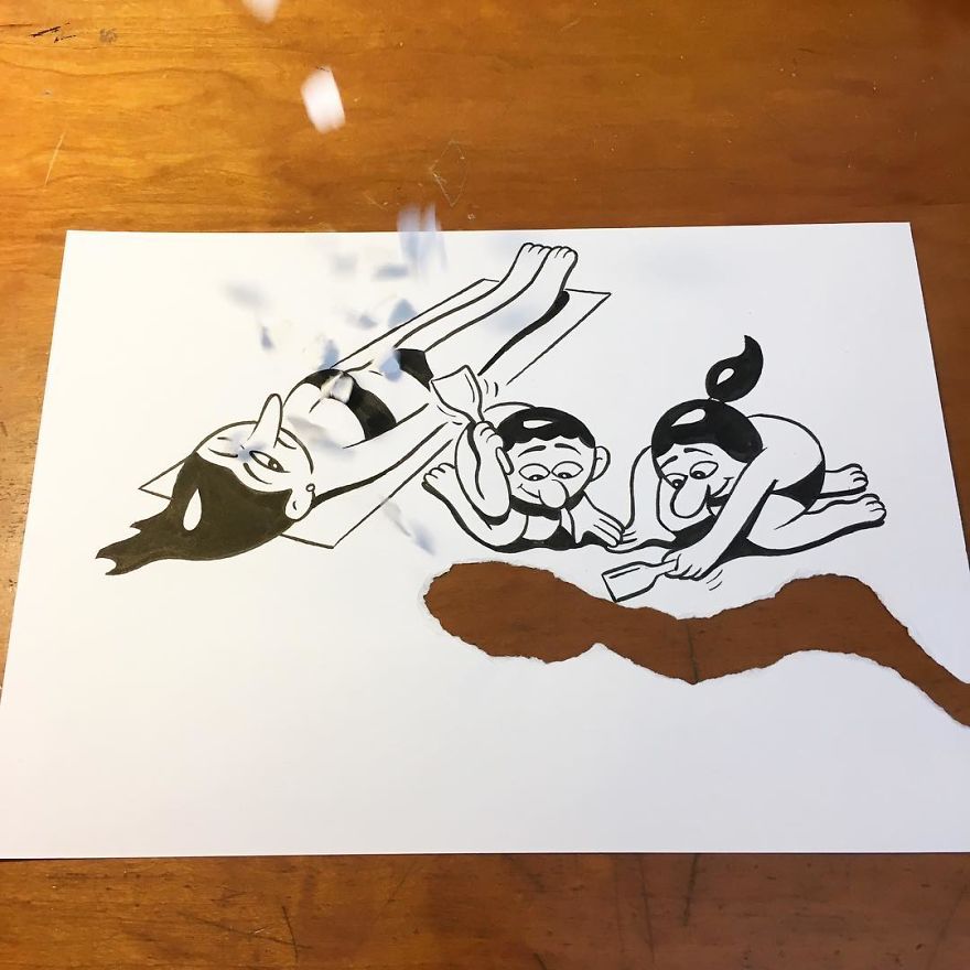 Artist Brings His Drawings To Life By Playing With A Simple Piece Of Paper Artist Brings His Drawings To Life By Playing With A Simple Piece Of Paper